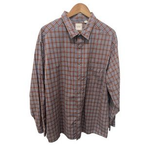 ROWM BROWN AND BLUE PLAID LS BUTTON DOWN SHIRT MENS SIZE 2XB